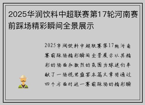 2025华润饮料中超联赛第17轮河南赛前踩场精彩瞬间全景展示